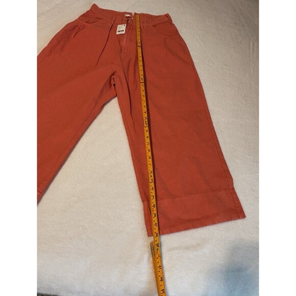 Free People Sweet Talk Wide Leg Crop Chino Pants Womens Sz 10 Sun Faded Orange - Picture 3 of 7
